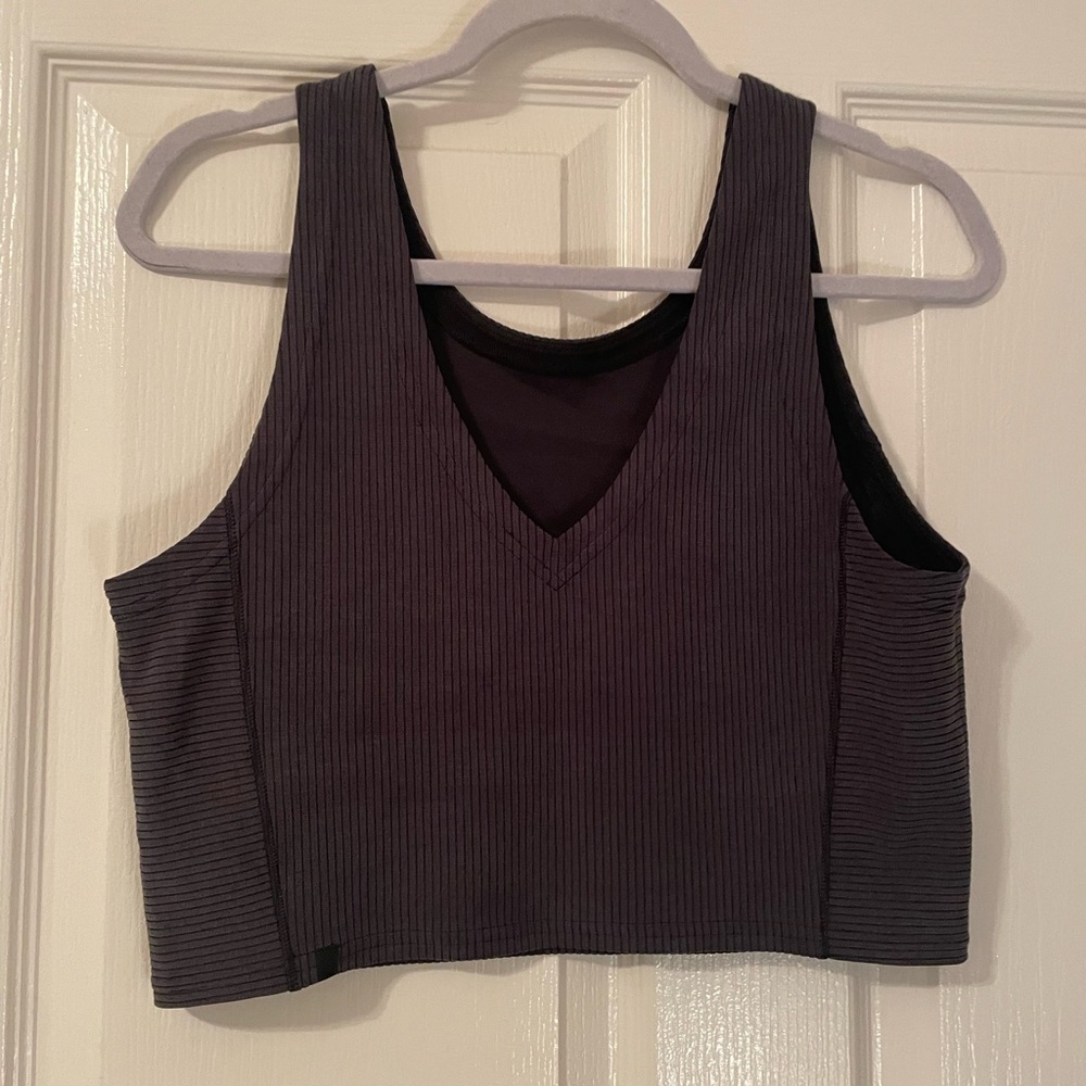 Lululemon Athletica Charcoal Ribbed Crop Top